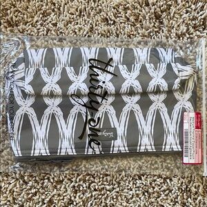 Thirty-One Gray and White Geometric Pouch